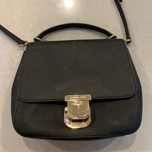 Michael Kors Bridgette Black Leather Top Handle Messenger Bag Purse.